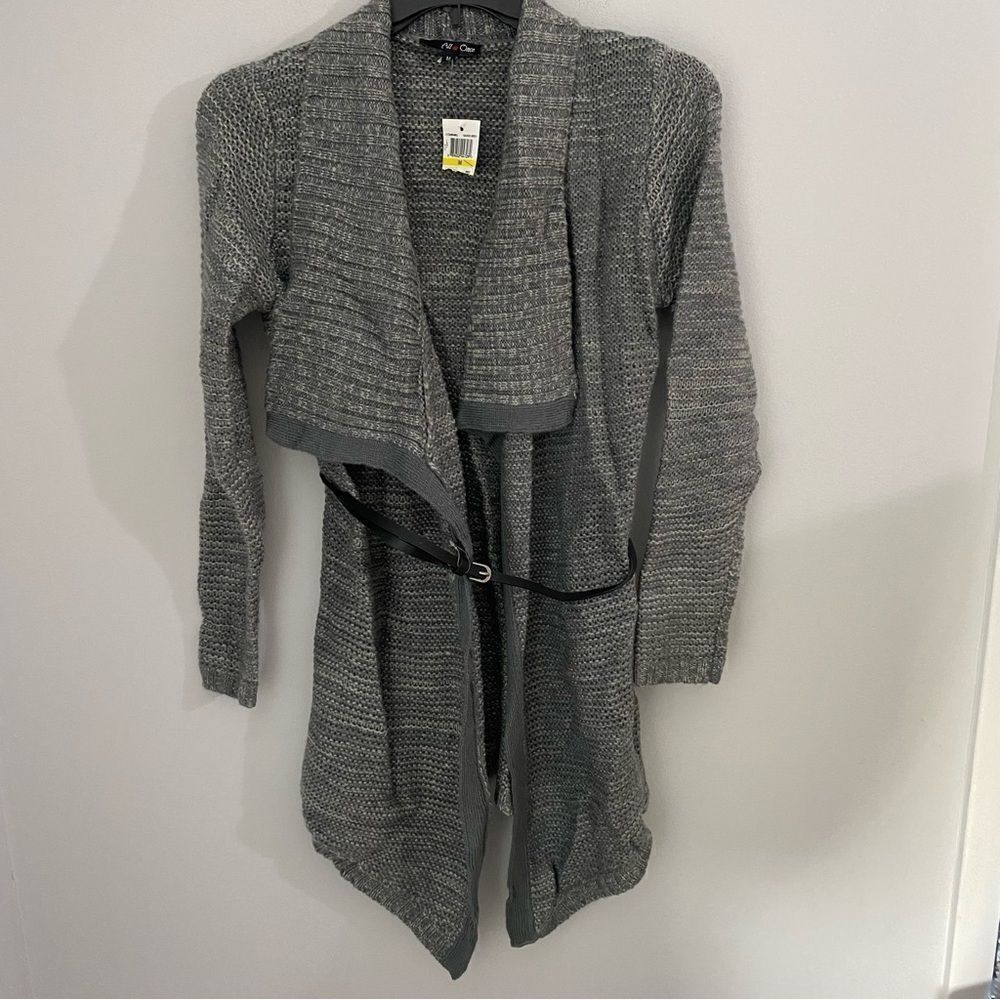 All at Once Women’s Open Front Thick Knit Belted Cardigan Duster Sweater size M